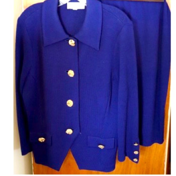 St. John Royal Blue Skirt Suit